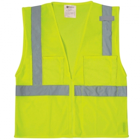 Lime Green Safety Vest with Silver 